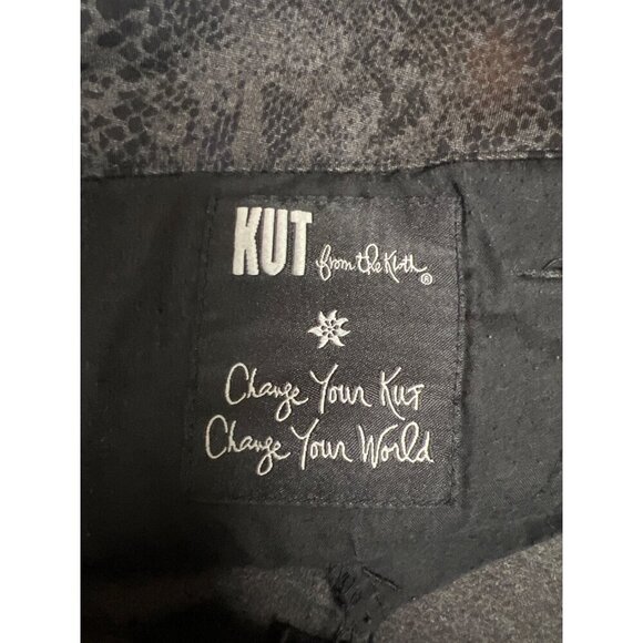 Kut from the Kloth Women's Snakeskin Pattern Black Pants Skinny Size 6 Rayon - Picture 11 of 12